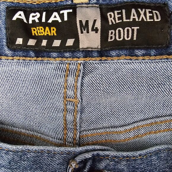 Ariat Rebar M4 Relaxed Bootcut DuraStretch Basic Western Blue Jeans - Picture 3 of 16